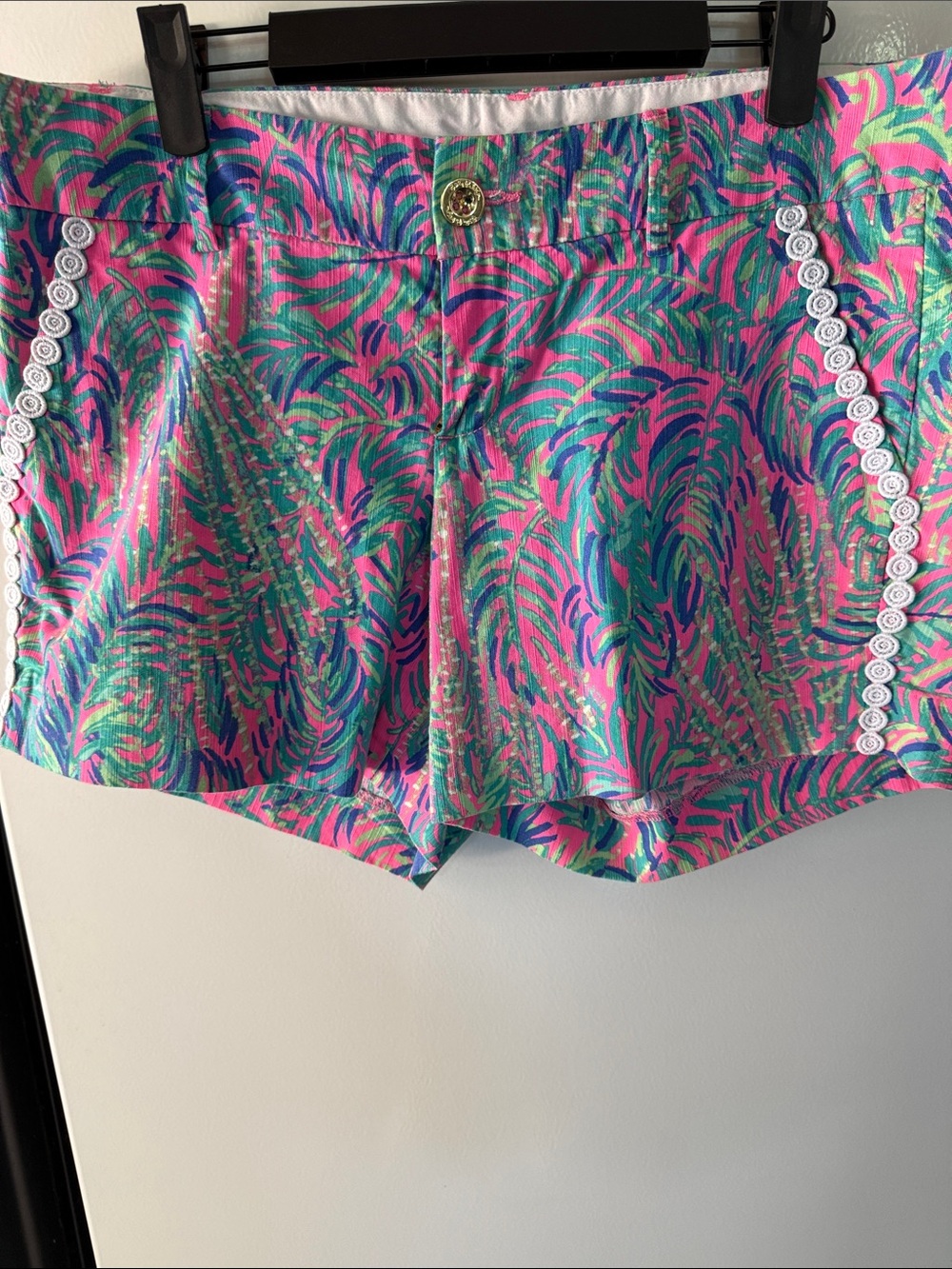 Lilly Pulitzer Pink, Green & Blue Tropical Lace-Trim Bermuda Shorts